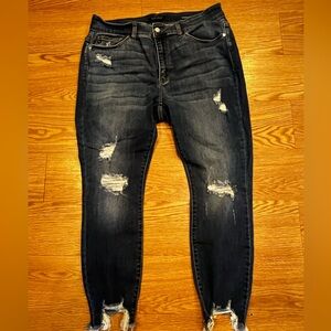 Judy Blue Men's Black Distressed Skinny Jeans #10